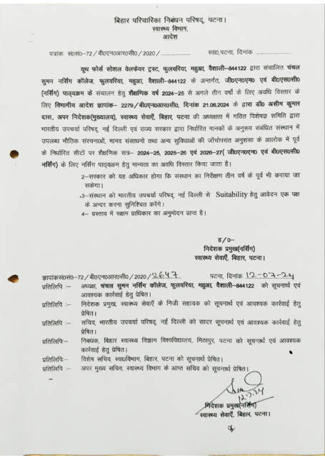First page of: Complete Affiliation Set — BNRC · BUHS · Govt. of Bihar